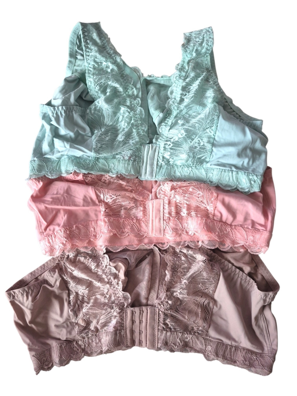 Breezies Soft Support Lace Wirefree Bras 1X Set of 3 Pastel UltimAir Romantic - Picture 2 of 8
